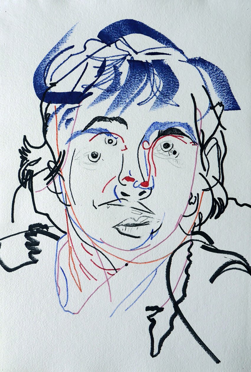 Surportrait : Marguerite Duras 3, 2021 (akryl na papierze) autorstwa Benoit Erwann Boucherot