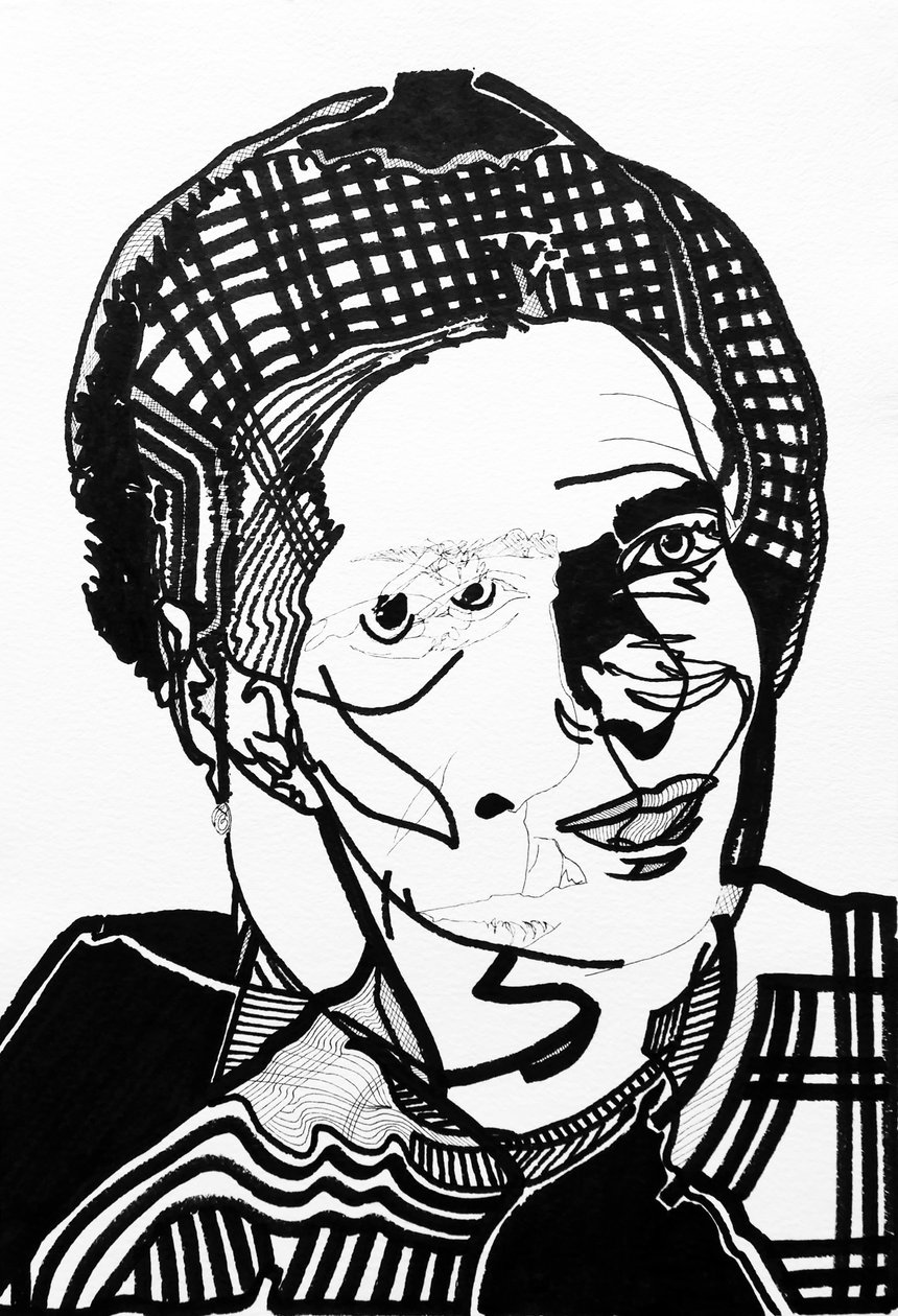 Surportret: Simone de Beauvoir, 2019 (akryl na papierze) autorstwa Benoit Erwann Boucherot