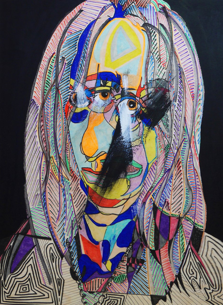 Surportrait : Virginie Despentes, 2021 (olej i akryl na płycie drewnianej) autorstwa Benoit Erwann Boucherot