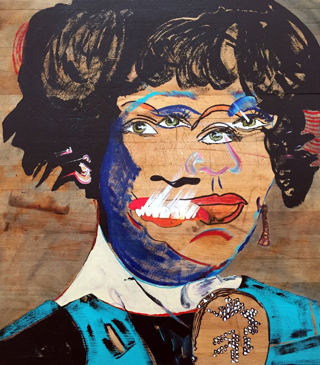 Surportret: Whitney Houston, 2020 (olej i akryl na drewnie) autorstwa Benoit Erwann Boucherot