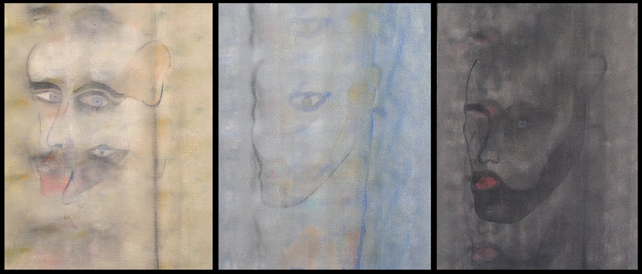 Potrójny autoportret, 2000 (olej na 3 zestawionych płótnach) autorstwa Benoit Erwann Boucherot