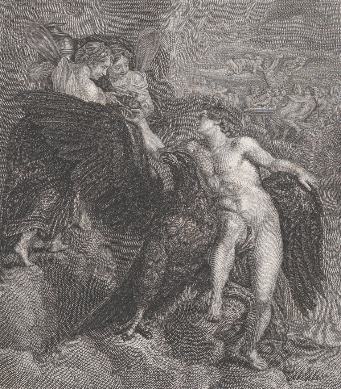 Ganimedes, wsparty na orle, odbiera kielich z Hebe, 1786 autorstwa Benoit Louis Henriquez