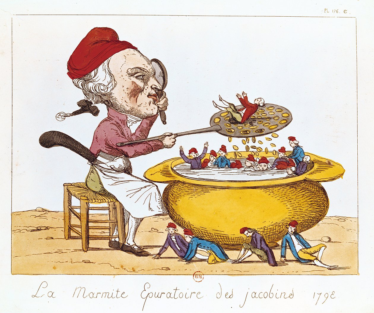 Oczyszczający garnek jakobinów, 1793 autorstwa Benoit Louis Henriquez