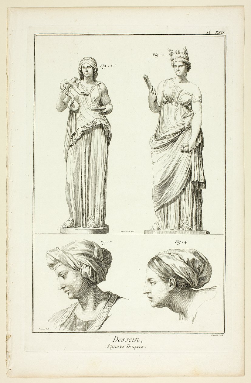 Projekt: Draped Figures, z Encyclopédie autorstwa Benoit Louis Prevost