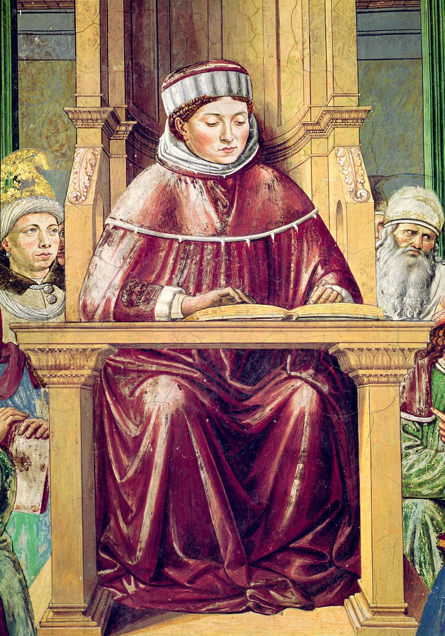 Fragment retoryki i filozofii czytania św. Augustyna w szkole rzymskiej, z życia św. Augustyna, 1464-65 autorstwa Benozzo di Lese di Sandro Gozzoli