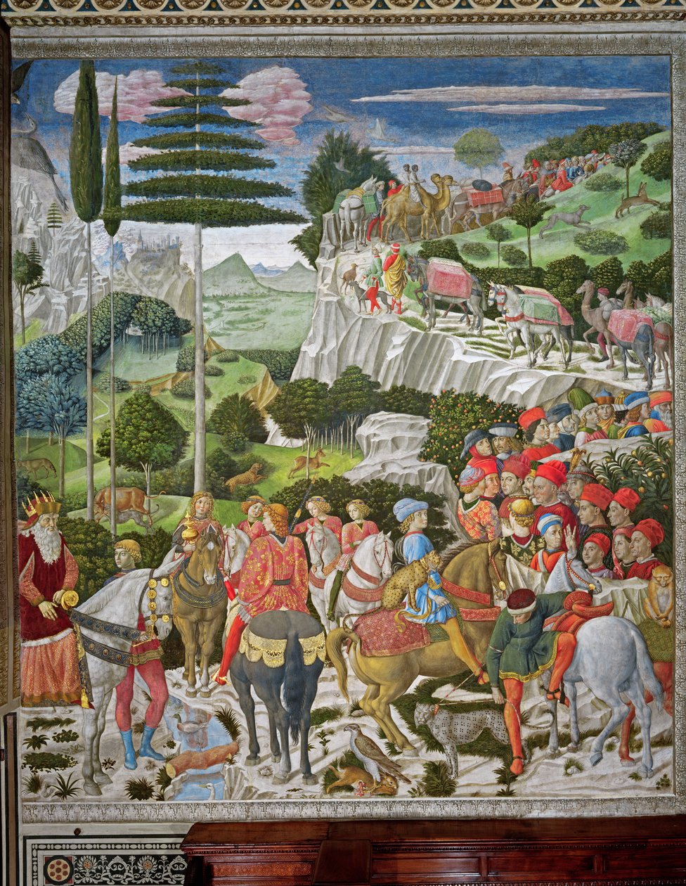 Podróż Trzech Króli do Betlejem, lewa ściana kaplicy, ok.1460 autorstwa Benozzo di Lese di Sandro Gozzoli