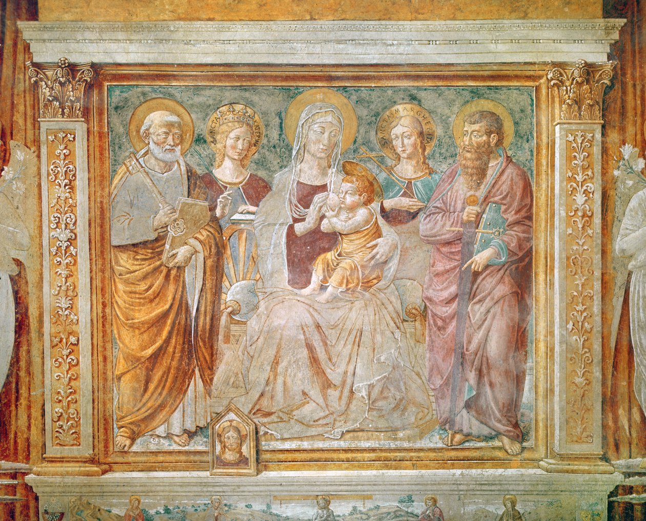 Dziewica z Dzieciątkiem w otoczeniu św. Michała, św. Katarzyny, św. Małgorzaty i św. Pawła autorstwa Benozzo di Lese di Sandro Gozzoli