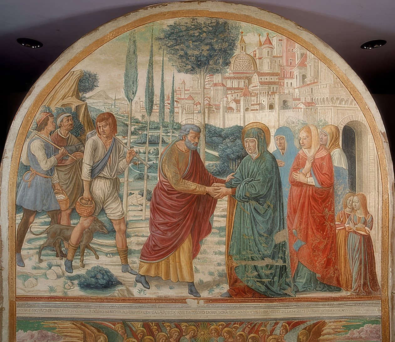 Spotkanie przy Złotej Bramie. 1490 autorstwa Benozzo Gozzoli