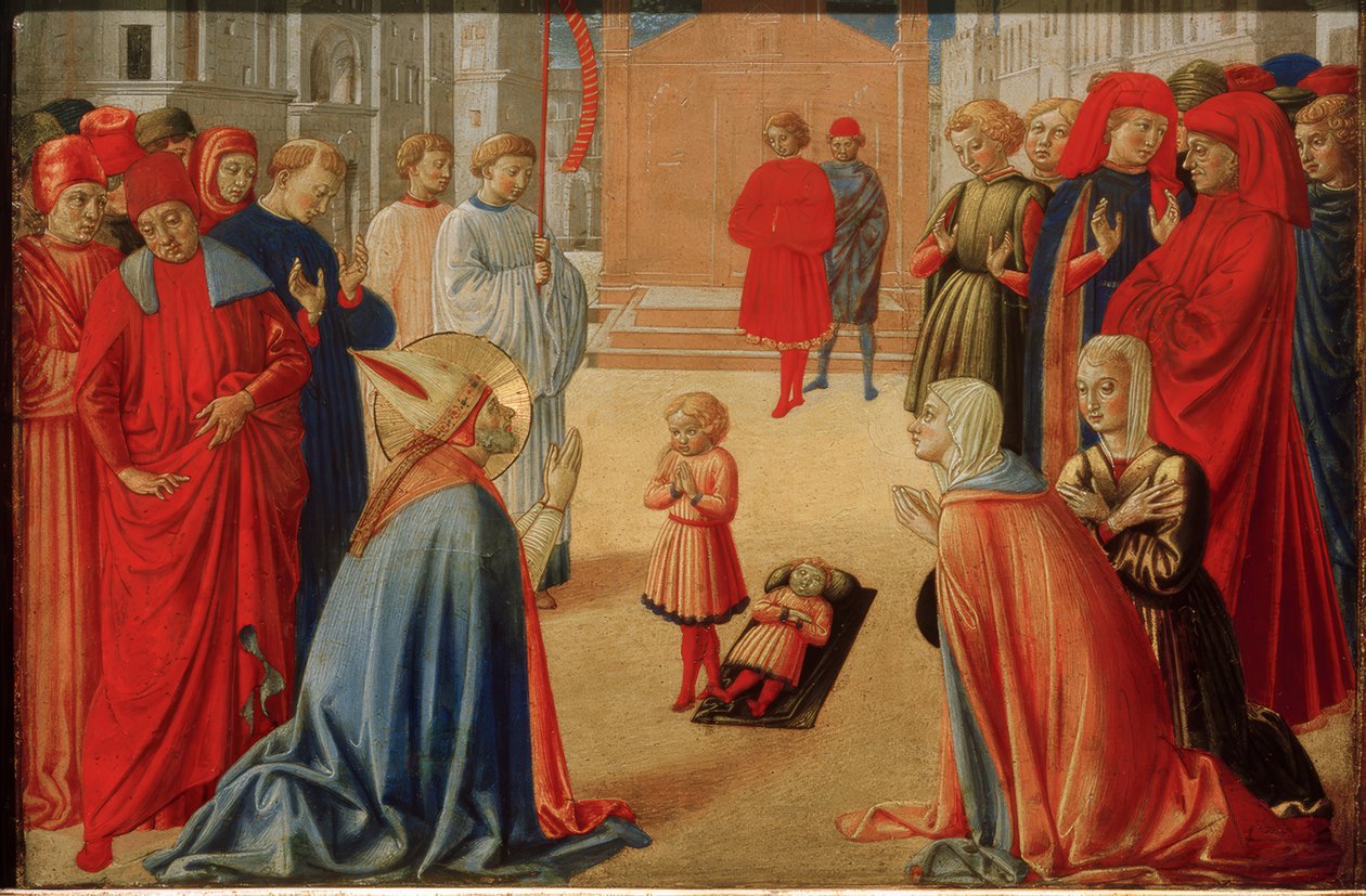 Święty Zenobius wskrzesza martwego chłopca autorstwa Benozzo Gozzoli