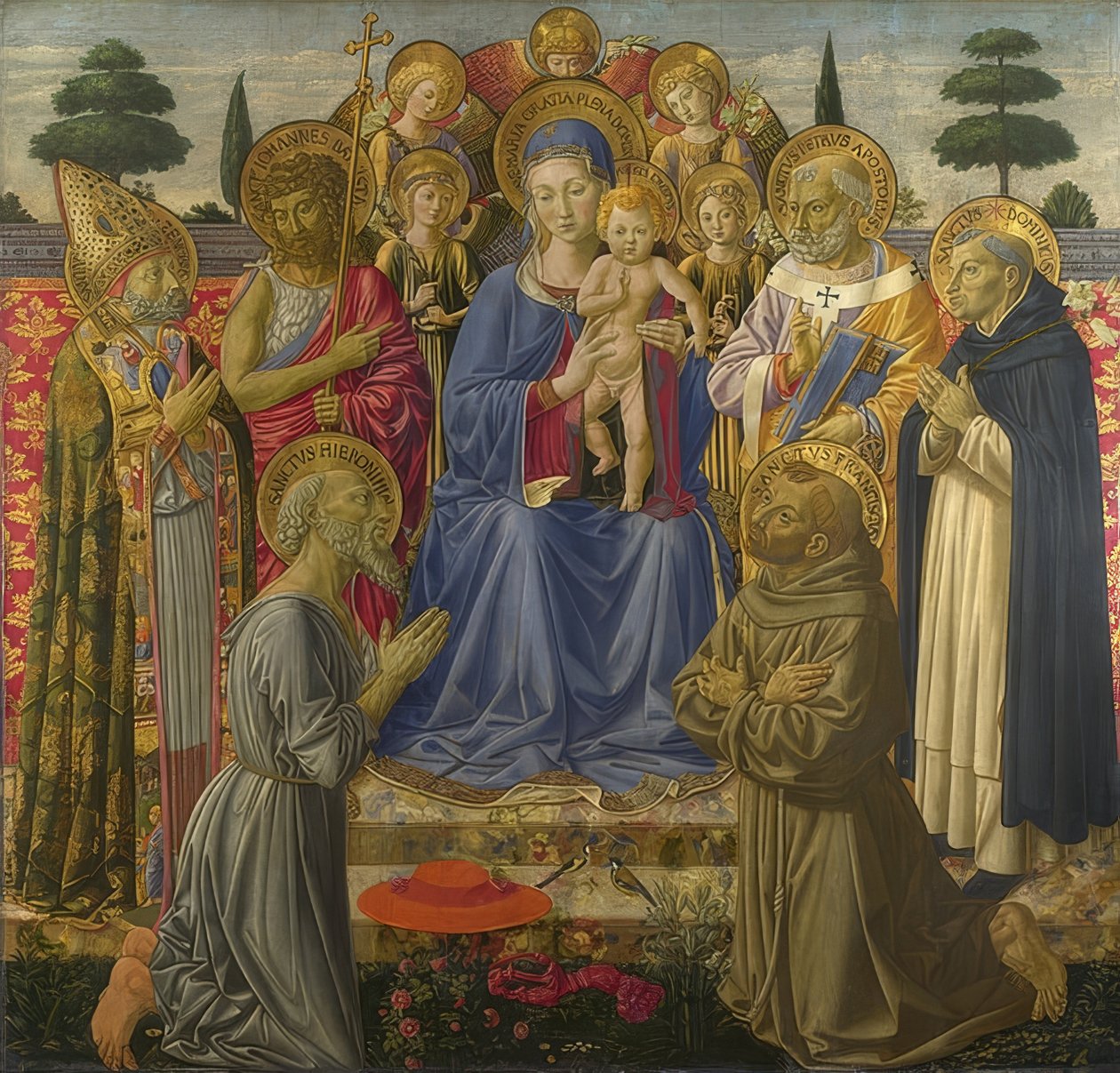 Madonna z Dzieciątkiem w otoczeniu aniołów i świętych. 1461-62 autorstwa Benozzo Gozzoli