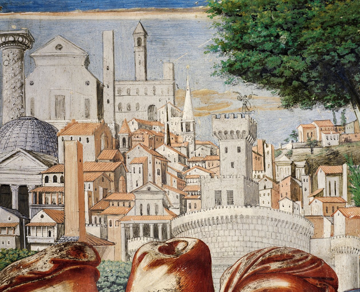 Architektura miasta Rzymu, fragment z Opowieści św. Augustyna autorstwa Benozzo di Lese di Sandro Gozzoli