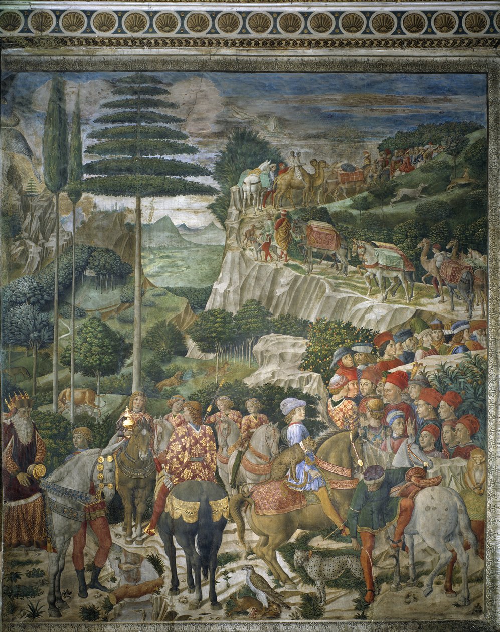 Orszak Trzech Króli z Julienem de Medicis i Józefem II, Patriarchą Konstantynopola (fresk autorstwa Benozzo di Lese di Sandro Gozzoli