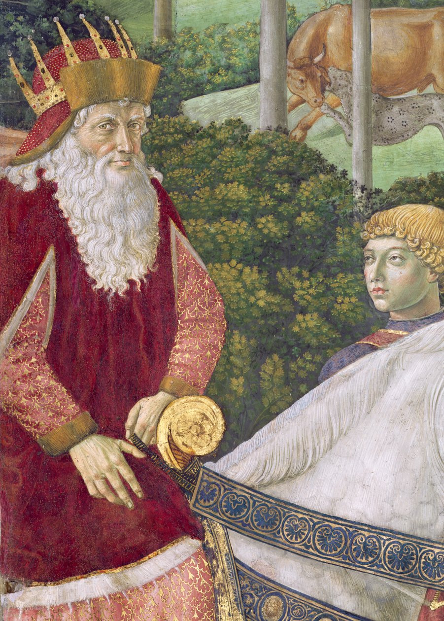 Giuseppe, Patriarcha Konstantynopola, jako jeden z Trzech Króli, fragment z cyklu Podróż Trzech Króli w kaplicy, ok. 1460, fragment fresku z 70601 autorstwa Benozzo di Lese di Sandro Gozzoli