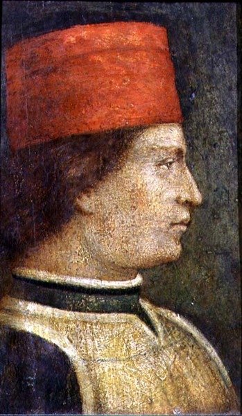 Głowa mężczyzny w czerwonym kapeluszu (tempera na panelu) autorstwa Benozzo di Lese di Sandro Gozzoli