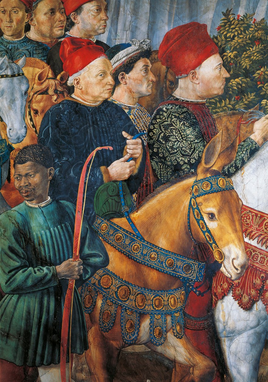 Włochy, Florencja, Malowany wizerunek Cosimo il Vecchio (Cosimo Starszy), detal autorstwa Benozzo di Lese di Sandro Gozzoli