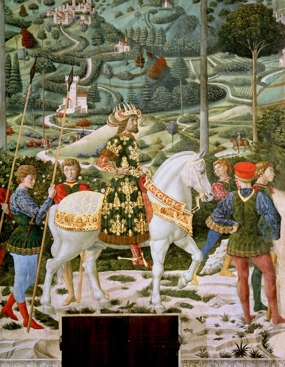 Jan VII Paleolog (1391-1448), cesarz wschodniorzymski, jako jeden z Trzech Króli, fragment z cyklu Podróży Trzech Króli w kaplicy, ok. 1460 autorstwa Benozzo di Lese di Sandro Gozzoli