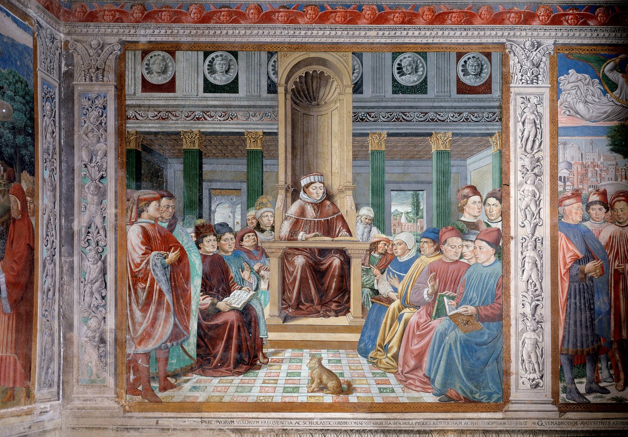 Życie św. Augustyna: nauczanie św. Augustyna w Rzymie (Fresco autorstwa Benozzo di Lese di Sandro Gozzoli