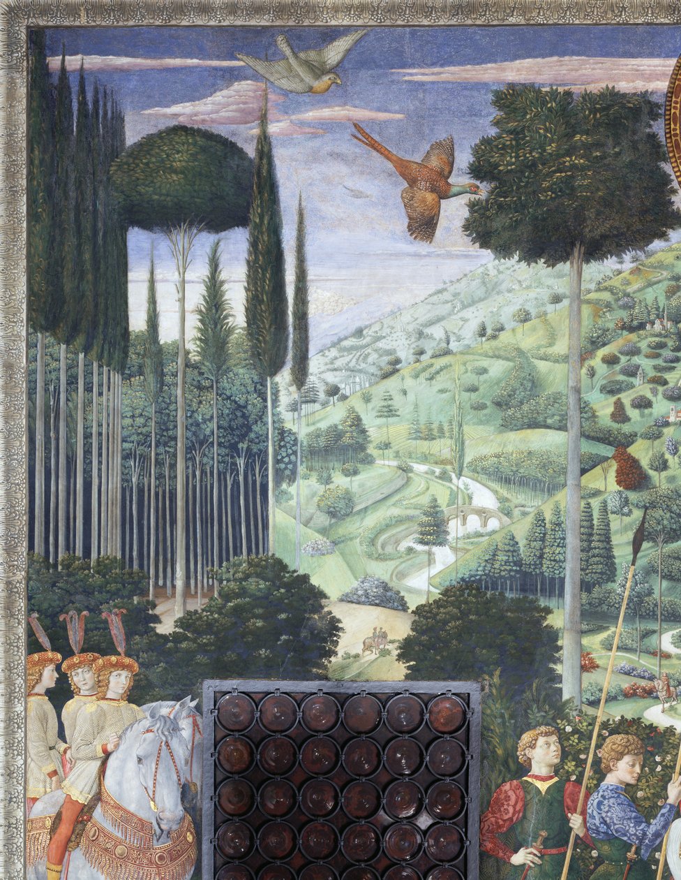Procesja Baltazara jako Jana VIII Paleologa, detal z cyklu Podróż Trzech Króli w kaplicy, ok. 1460 r. (fresk) autorstwa Benozzo di Lese di Sandro Gozzoli