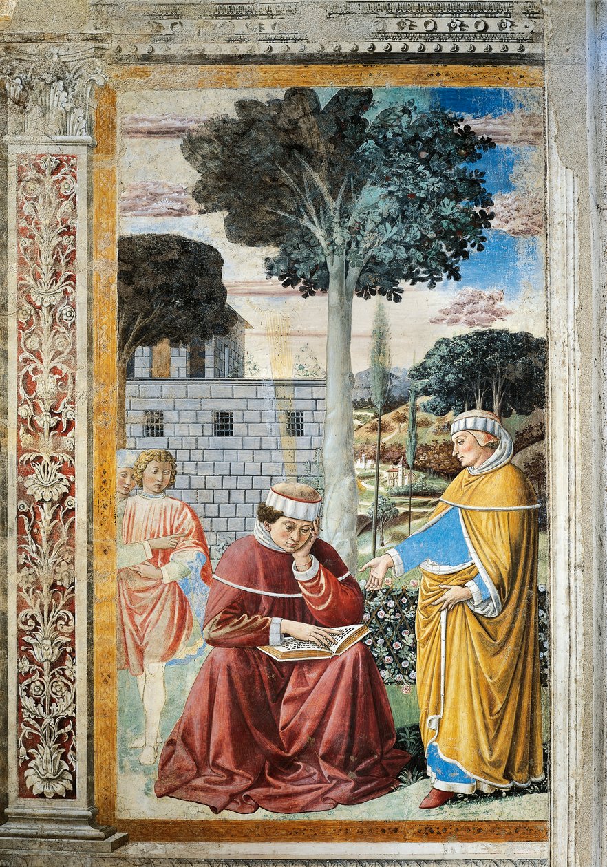 Św. Agostino czytający listy św. Pawła, fragment z Opowieści św. Augustyna autorstwa Benozzo di Lese di Sandro Gozzoli
