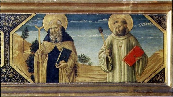 Św. Antoniego Opata i Św. Benedykta (panel) (detal z 78957) autorstwa Benozzo di Lese di Sandro Gozzoli
