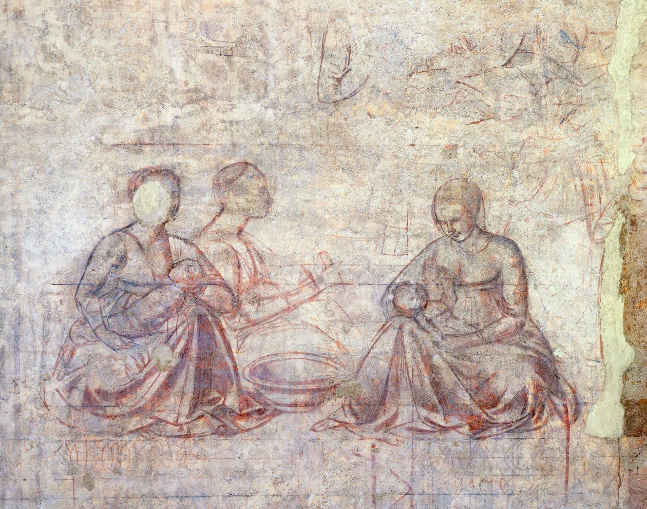 Historie Jakuba i Ezawa, Benozzo Gozzoli (1421-1497), synopia (podrys), Szczegół autorstwa Benozzo di Lese di Sandro Gozzoli