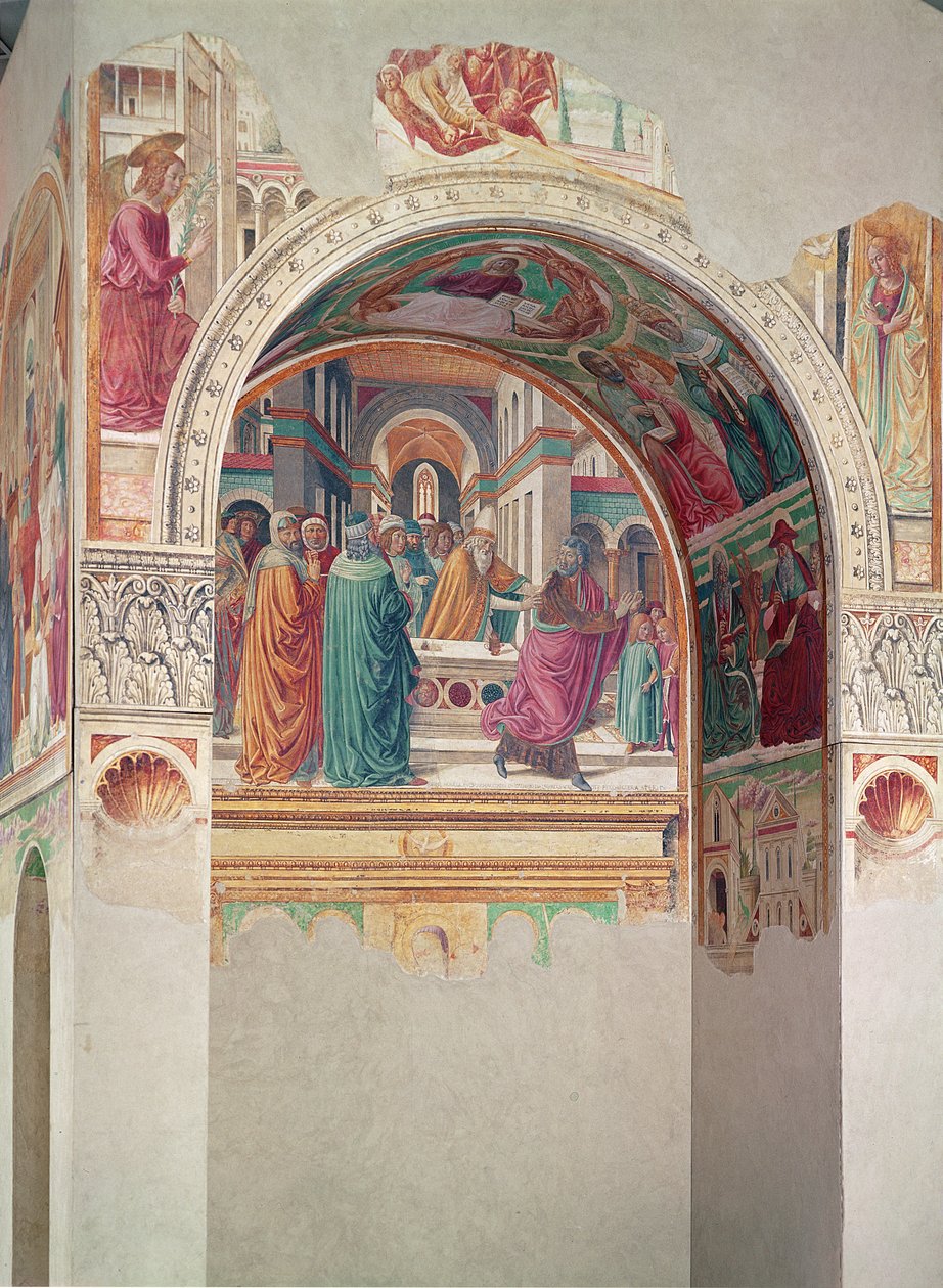 Tabernakulum Nawiedzenia: Wypędzenie Joachima ze Świątyni, 1491 autorstwa Benozzo di Lese di Sandro Gozzoli