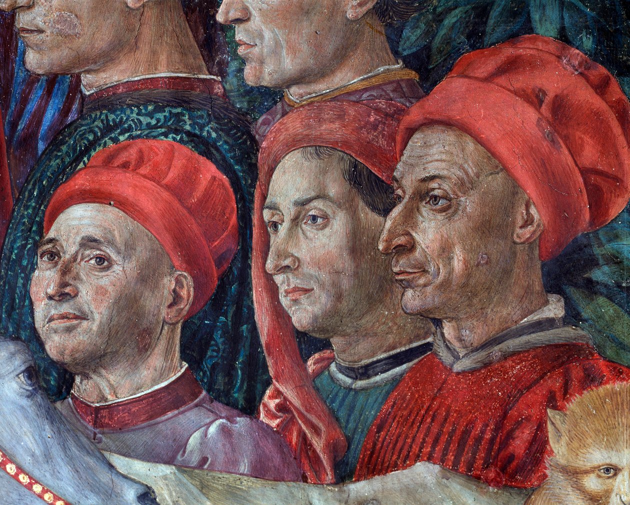 Podróż Trzech Króli Orszak Trzech Króli z Jerozolimy w Betlejem „Podróż Trzech Króli” lub „Kawalka Trzech Króli”” „(szczegóły twarzy w orszaku Trzech Króli) Fresk Benozzo Gozzoli (1420- 1497) autorstwa Benozzo di Lese di Sandro Gozzoli
