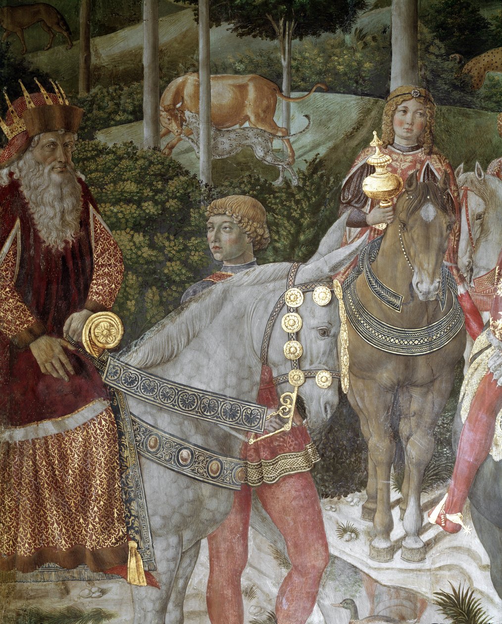 Podróż Trzech Króli. Szczegół przedstawiający Józefa Patriarchę Konstantynopola w latach 1261-1276 - Fresk autorstwa Benozzo di Lese di Sandro Gozzoli