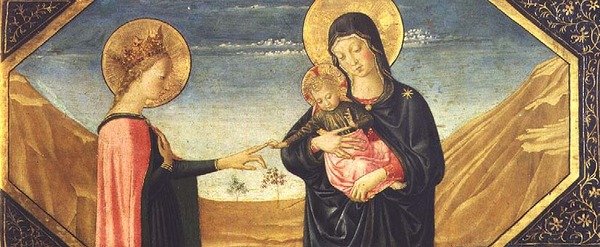 Mistyczne Wesele św Katarzyny (panel) (detal z 78957) autorstwa Benozzo di Lese di Sandro Gozzoli