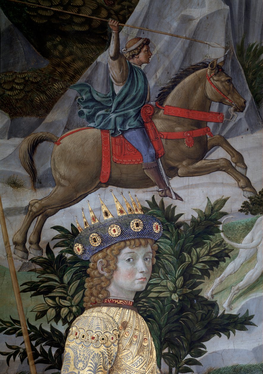The Voyage of the Magi Cortege des rois mages de Jerusalem Betlejem nazywa po włosku „Viaggio dei Magi” lub „”Cavalcata dei Magi” Szczegół młodego maga w obliczu Laurenta Wspaniałego (Laurent de Medici) (Pochód Magowie, szczegół t autorstwa Benozzo di Lese di Sandro Gozzoli