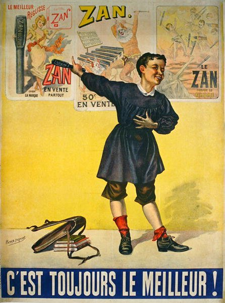 Plakat reklamujący lukrecję Zan autorstwa Bensa Dupont