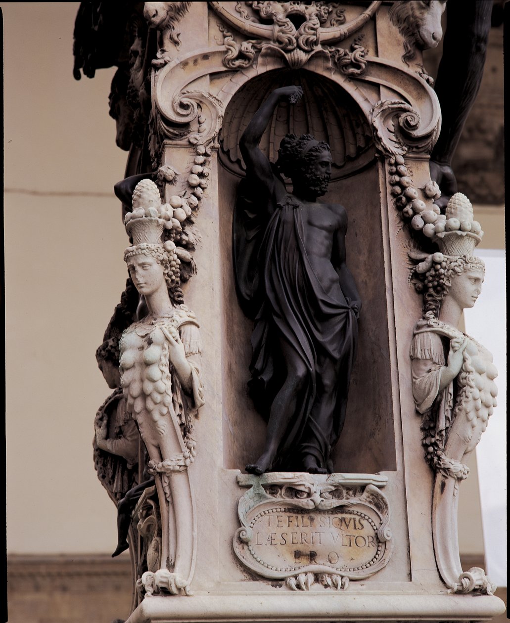 Detal Jowisza, z podstawy rzeźby Perseusza z głową Meduzy, brąz 1545-55 autorstwa Benvenuto Cellini