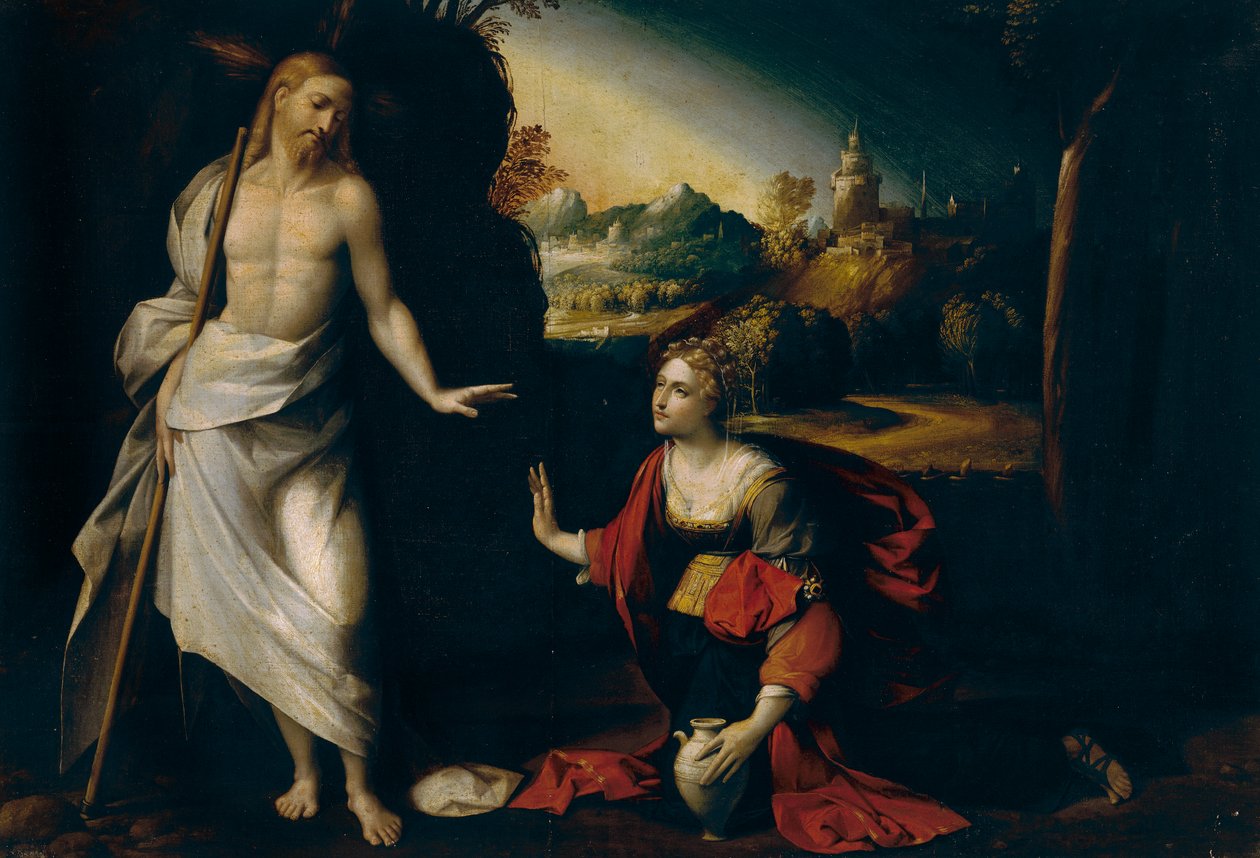Obraz przedstawiający Noli me tangere (Nie dotykaj mnie) autorstwa Benvenuto Tisi da Garofalo