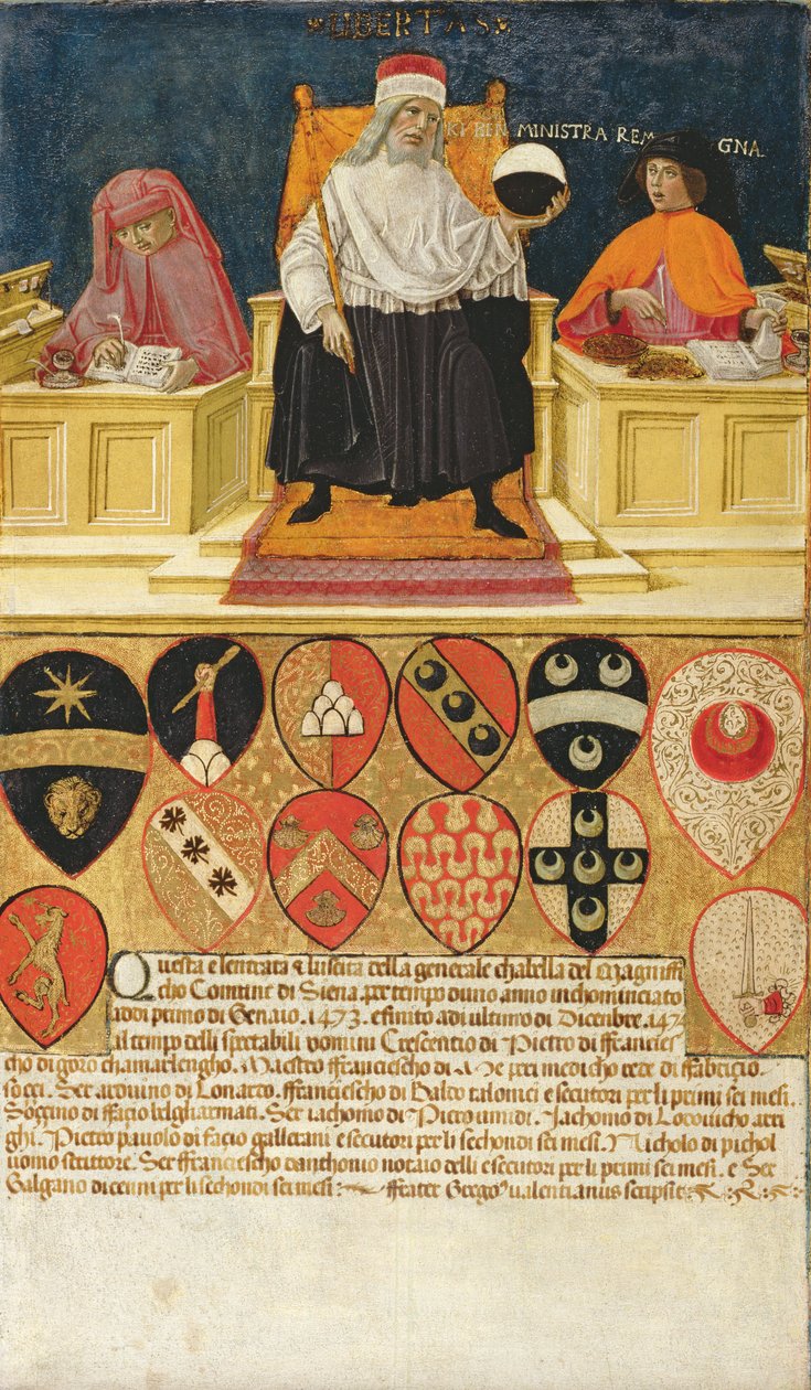 Dobry rząd w urzędzie finansów publicznych, 1474 autorstwa Benvenuto di Giovanni