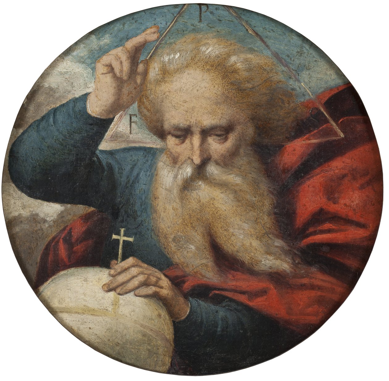 Dieu benit la terre - Bóg błogosławi Ziemi, autorstwa Garofalo, Benvenuto Tisi da (1481-1559). Olej na drewnie. Wymiar : D 34 cm. Muzeum Narodowe w Sztokholmie autorstwa Benvenuto Tisi da Garofalo