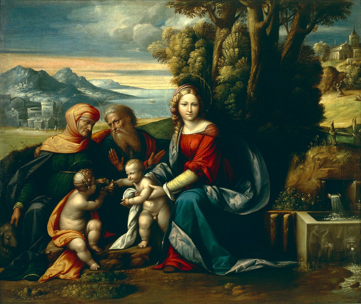 Święta rozmowa — Benvenuto Garofalo (1481-1559) autorstwa Benvenuto Tisi da Garofalo