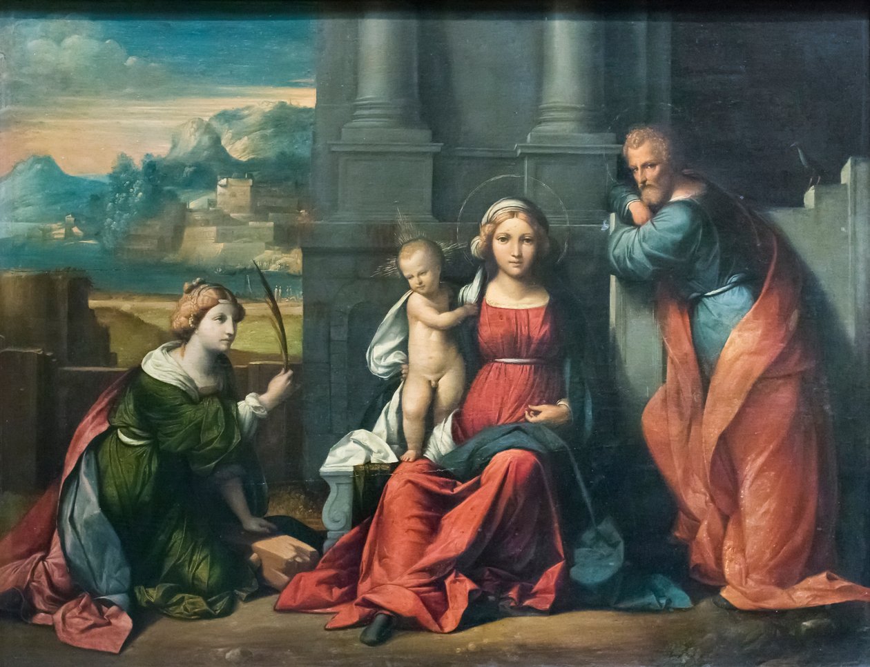 Sagrada Família (óleo sobre tela) polimento autorstwa Benvenuto Tisi da Garofalo