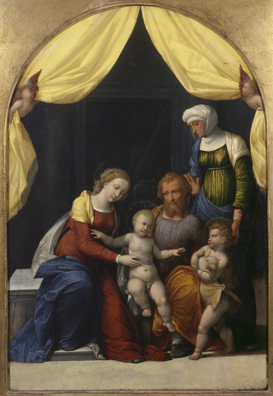 Święta Rodzina z Dzieciątkiem św. Jan i św Elżbieta, ok. 1520 autorstwa Benvenuto Tisi da Garofalo