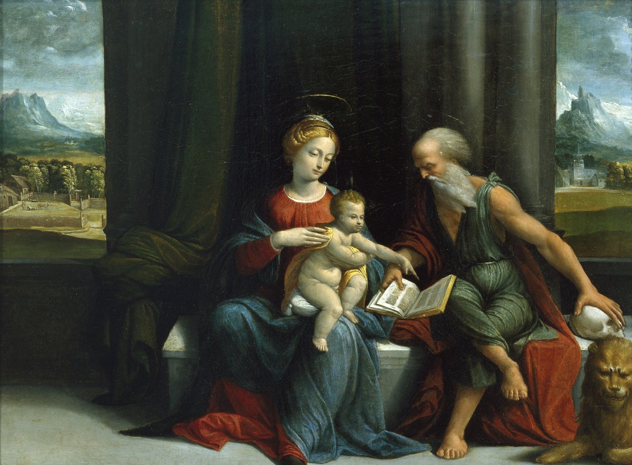 Madonna z Dzieciątkiem i św. Hieronim, ok. 1530 (olej na desce) autorstwa Benvenuto Tisi da Garofalo