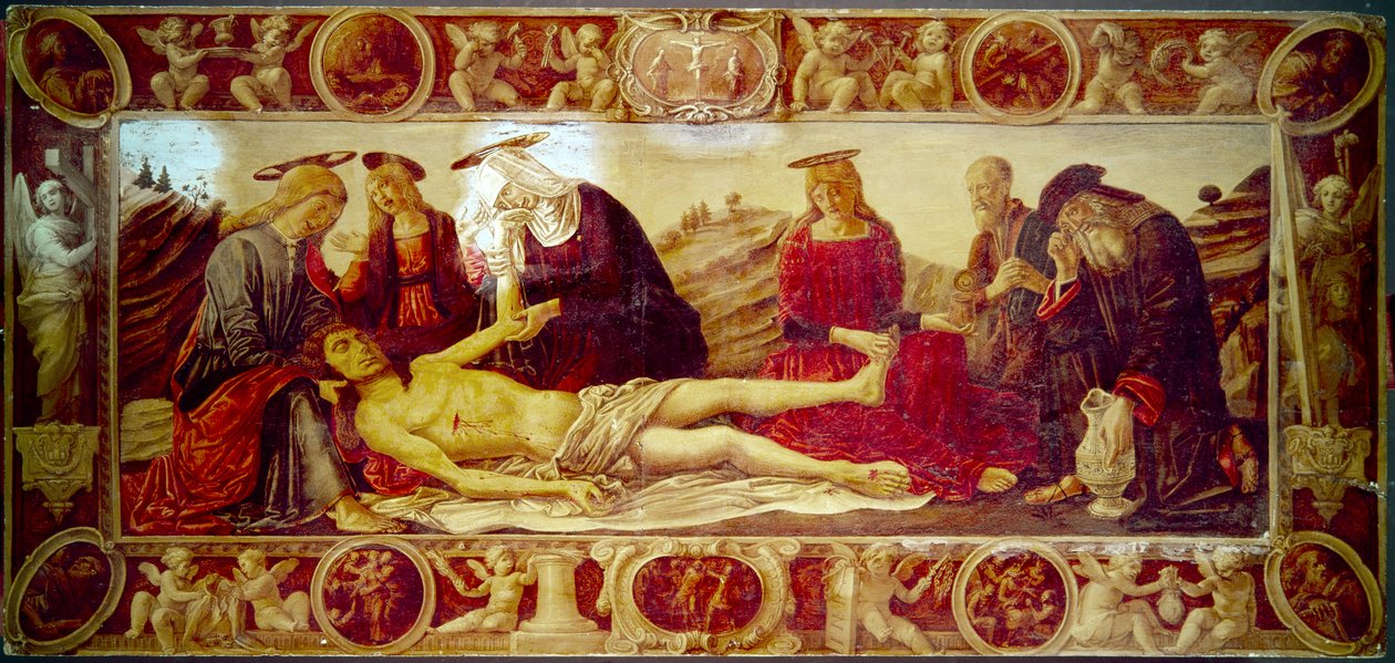 Złożenie Chrystusa do grobu (na panelu) autorstwa Benvenuto di Giovanni
