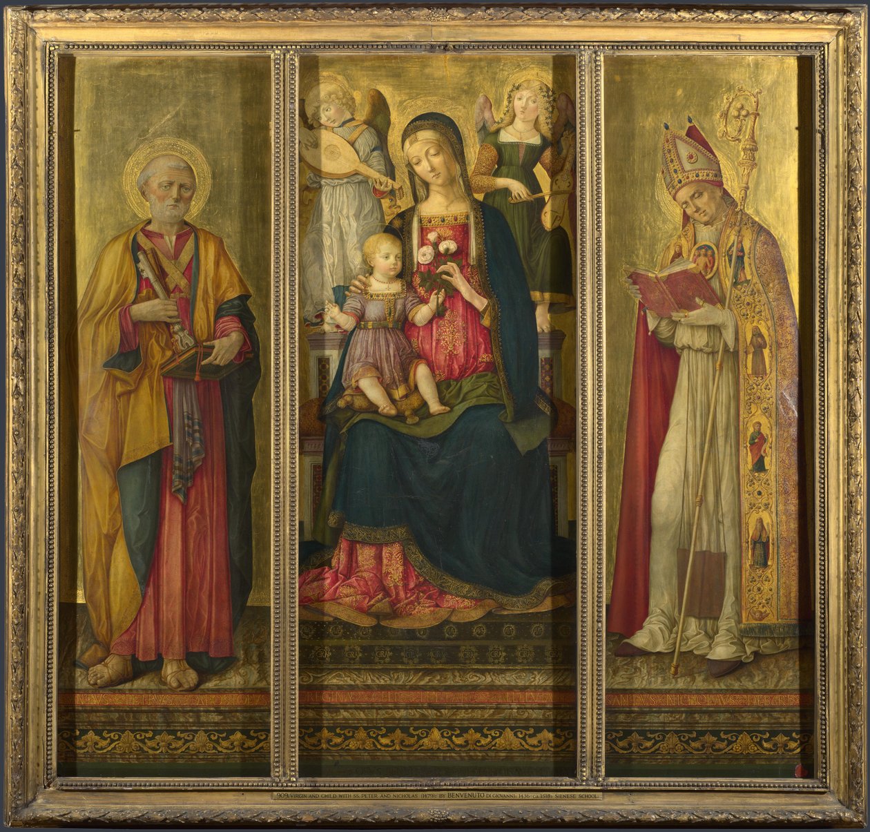 Dziewica z Dzieciątkiem ze świętymi Piotrem i Mikołajem, 1479 autorstwa Benvenuto di Giovanni