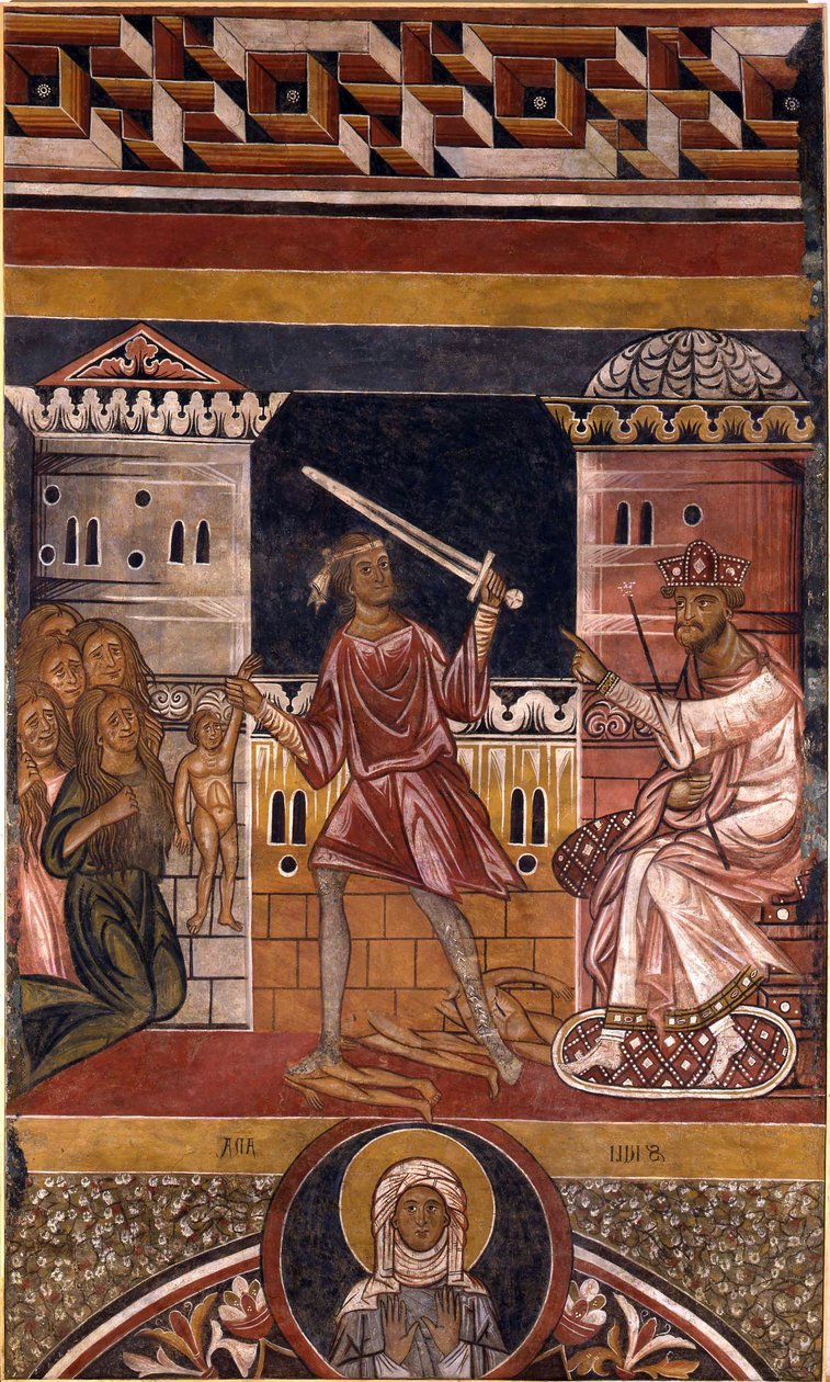 Masakra niewinnych par Berlinghieri, Berlinghiero (ok. 1175-1235 / 42). Fresk, wymiary: 350x205, Bazylika Santo Stefano, Bolonia autorstwa Berlinghiero (fl.1228 36) Berlinghieri