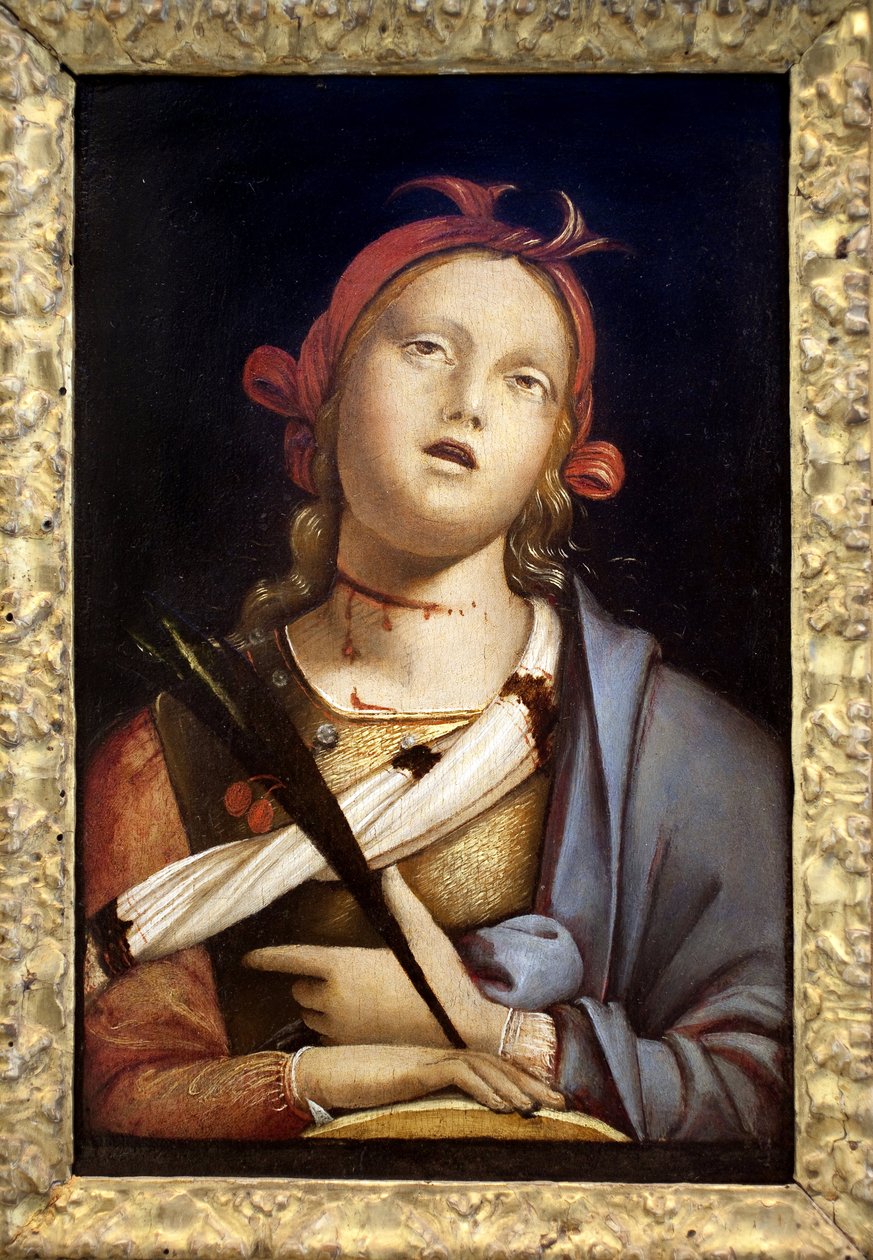 Święta Katarzyna Aleksandryjska. Obraz Bernardo (Bernardino) Zenale (ok. 1436-1526), detrempe na drewnie, ok. 1500. Sztuka włoska, renesans. Musee des Beaux Arts de Nancy. autorstwa Bernadino Zenale