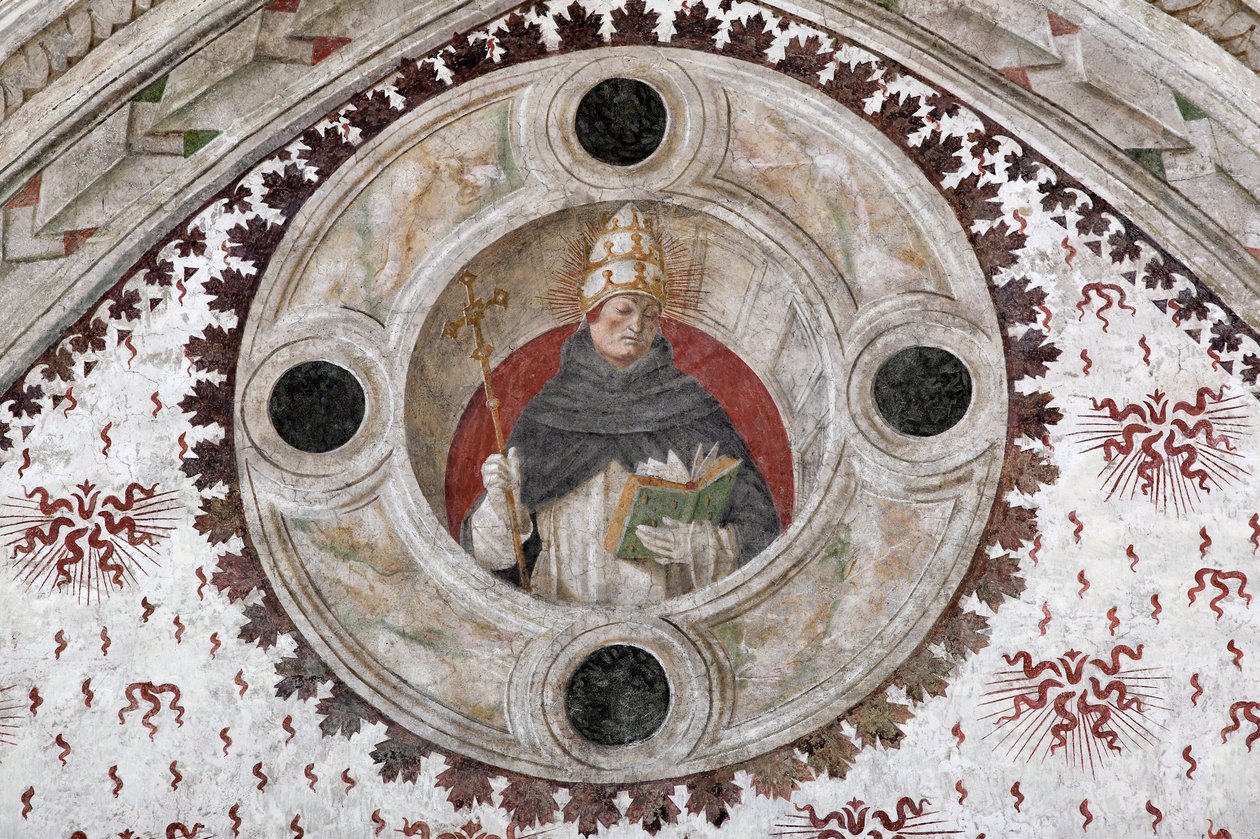 Reprezentacja papieża dominikanina (Innocentego V lub Benoita XI) (papieża dominikanina) Fresk Bernardino Zenale i Bernardino Butinone autorstwa Bernadino and Zenale B.  Butinone