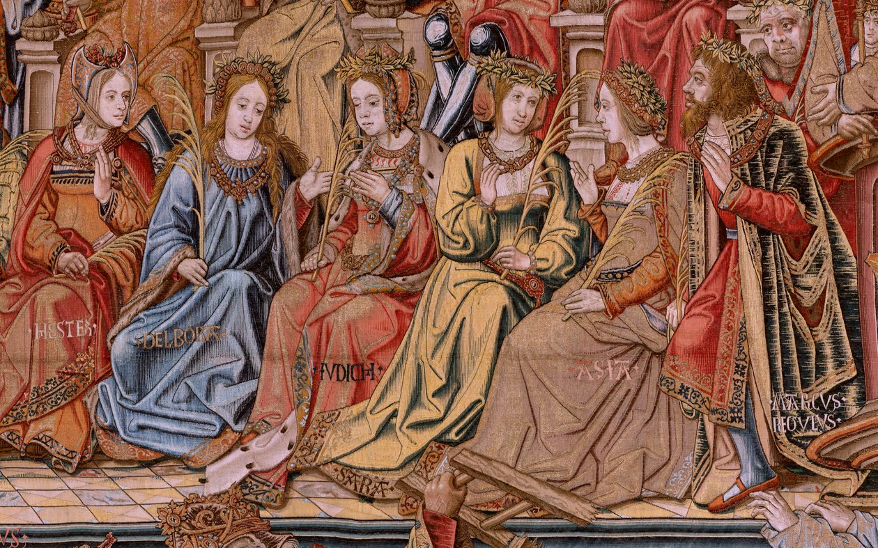 Flamandzki gobelin. Seria Honory. Honor (El Honor). Drugi gobelin w serii. Wzorcowi rysownicy z kręgu Bernarda van Orleya i Jana Gossaerta (Mabuse). Manufaktura Pieter van Aelst, Bruksela. Około 1550. Tkanina Złoto, srebro, jedwab i wełna. autorstwa Bernaert van (circle of) Orley