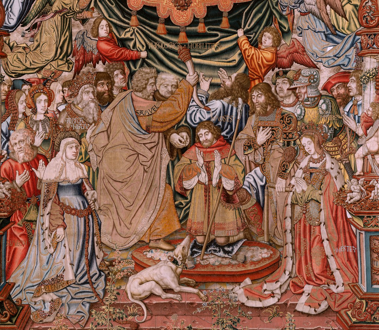 Flamandzki gobelin. Seria Honory; Szlachta (La Nobleza). Czwarty gobelin w serii. Wzorcowi rysownicy z kręgu Bernarda van Orleya i Jana Gossaerta (Mabuse). Manufaktura Pieter van Aelst, Bruksela. Około 1550 r. Tkanina Złoto, srebro, jedwab i wełna autorstwa Bernaert van (circle of) Orley