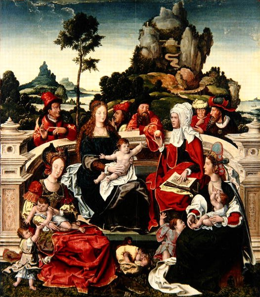Święte pokrewieństwo (olej na desce) autorstwa Bernaert van (circle of) Orley