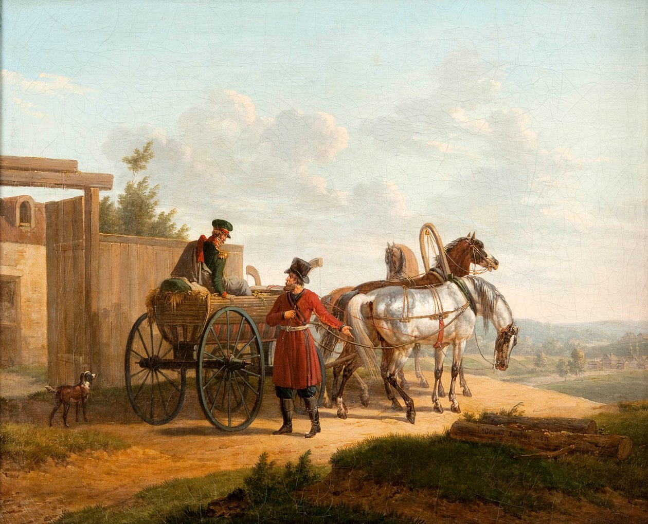 Wejście na farmę w Rosji autorstwa Bernard Edouard Swebach
