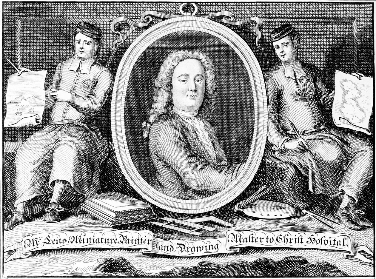 Karta handlowa dla Bernarda Lens III, grawerowana przez Louis Philippe Boitard autorstwa Bernard Lens