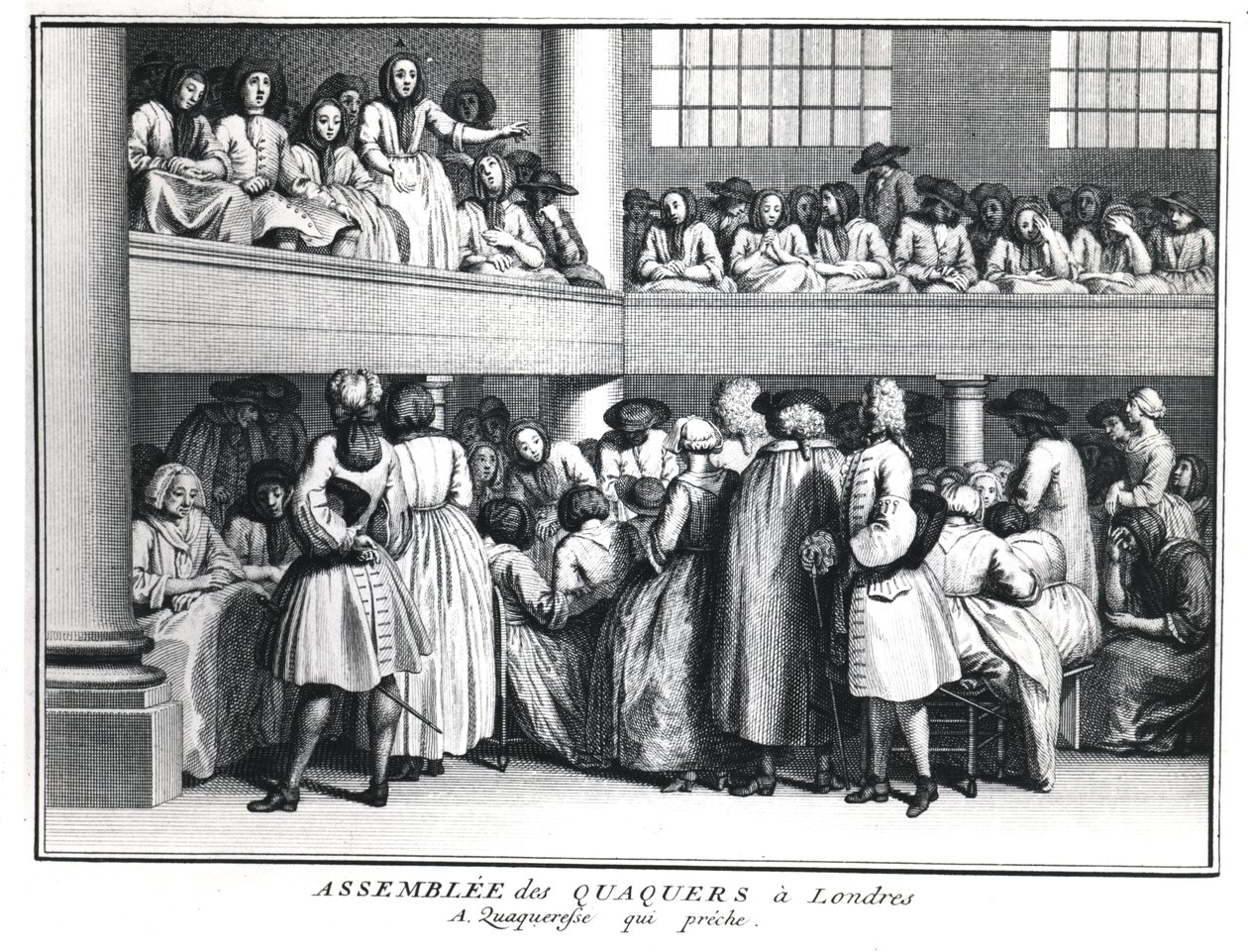 Zgromadzenie kwakrów w Londynie, 1736 autorstwa Bernard Picart